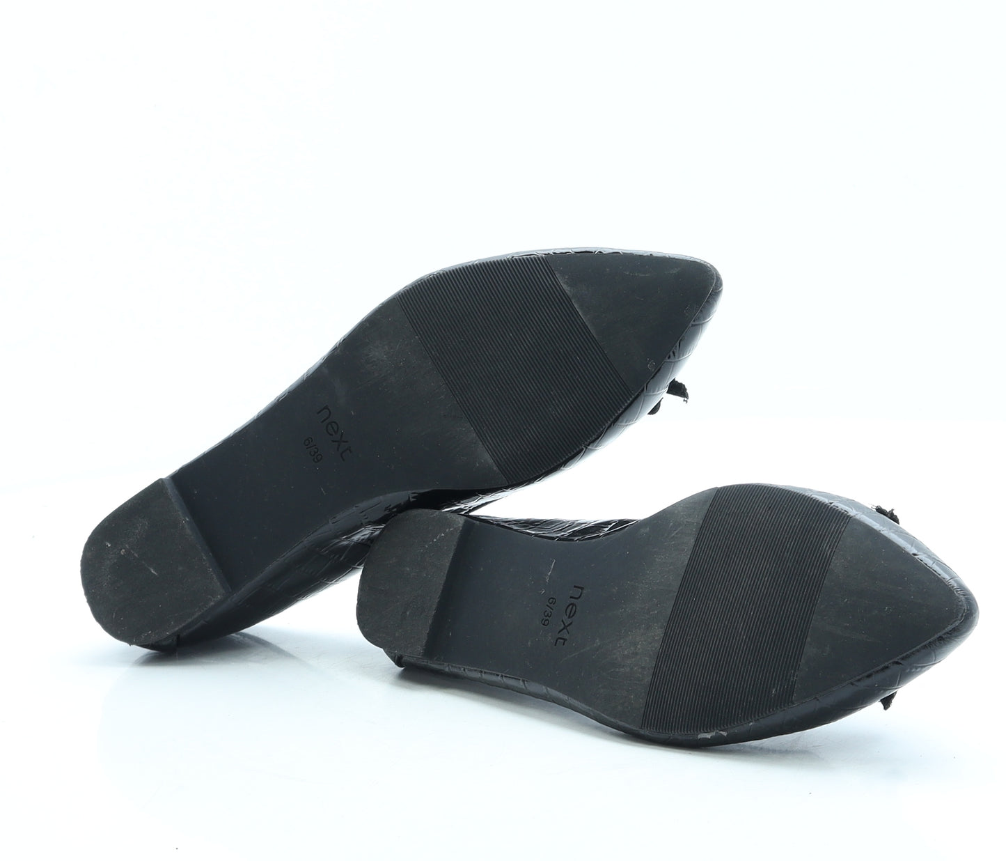 NEXT Womens Black Animal Print Leather Ballet Flat UK 6 39 - Croc Print