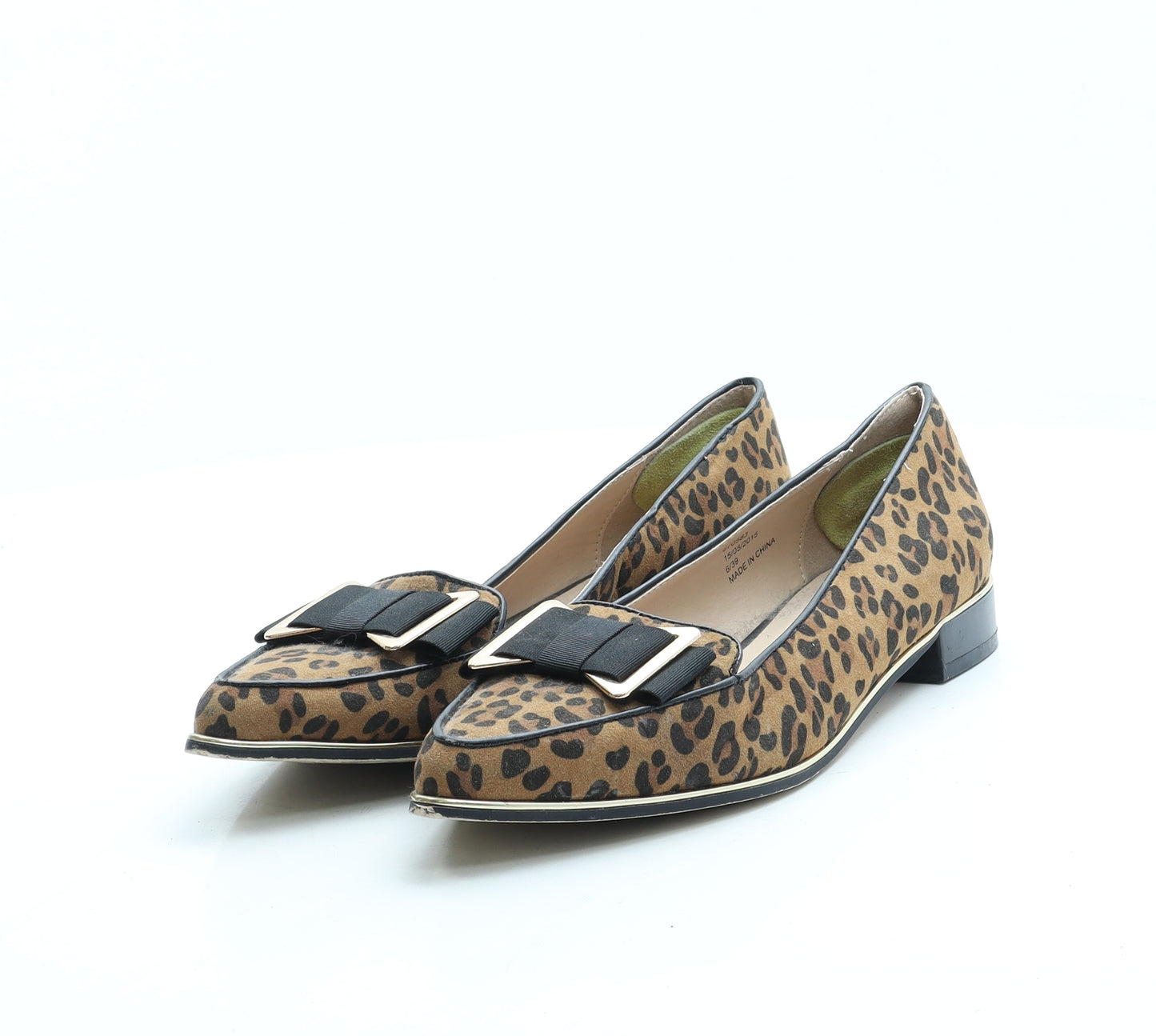 River Island Womens Brown Animal Print Polyester Loafer Flat UK 6
