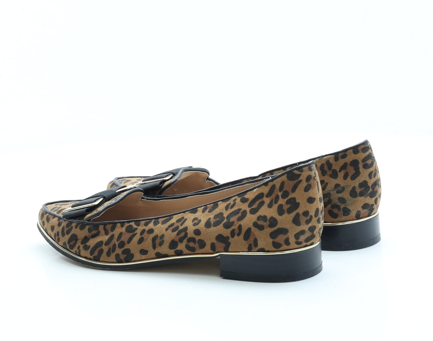 River Island Womens Brown Animal Print Polyester Loafer Flat UK 6