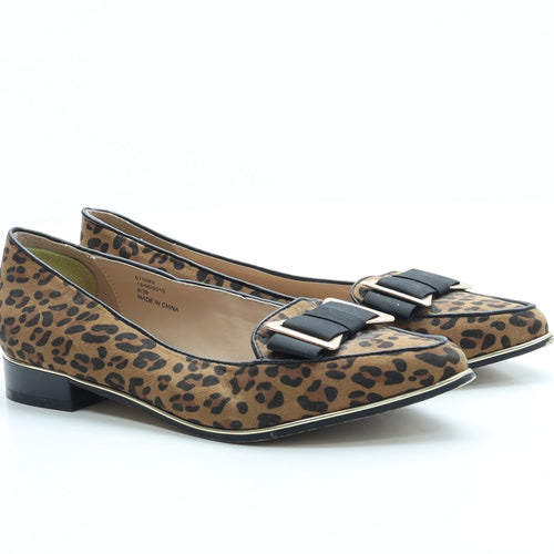 River Island Womens Brown Animal Print Polyester Loafer Flat UK 6