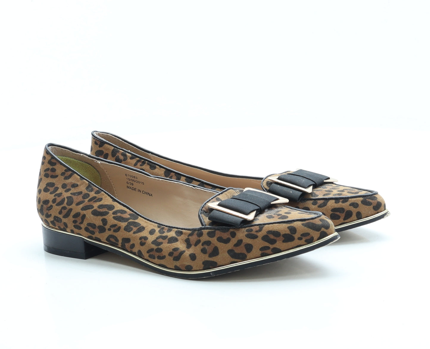 River Island Womens Brown Animal Print Polyester Loafer Flat UK 6