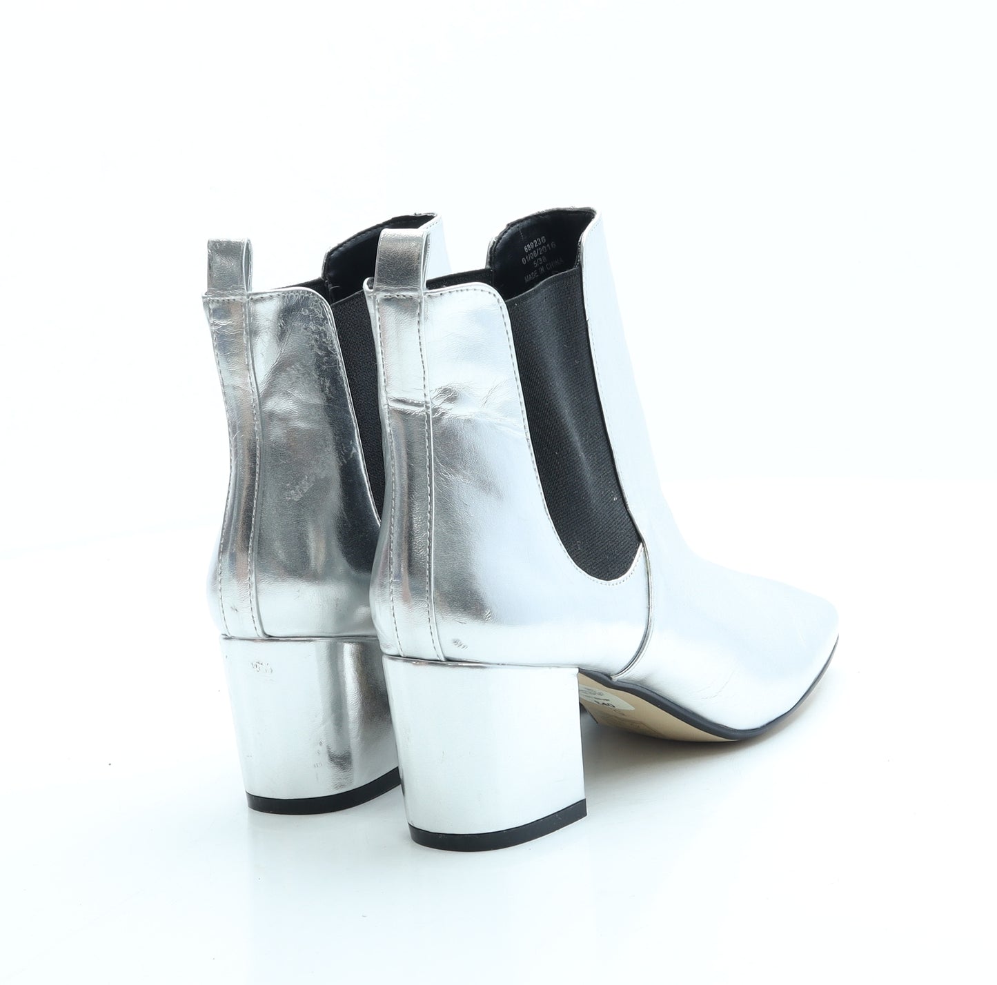 River Island Womens Silver Leather Bootie Boot UK 5 38