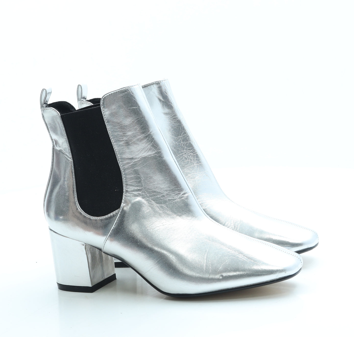 River Island Womens Silver Leather Bootie Boot UK 5 38