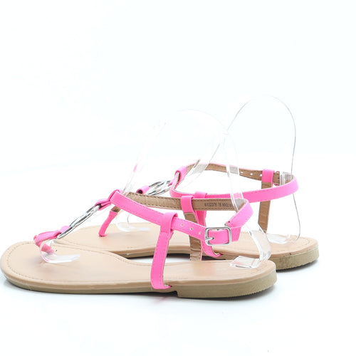 New Look Womens Pink Leather Thong Sandal UK 7 40