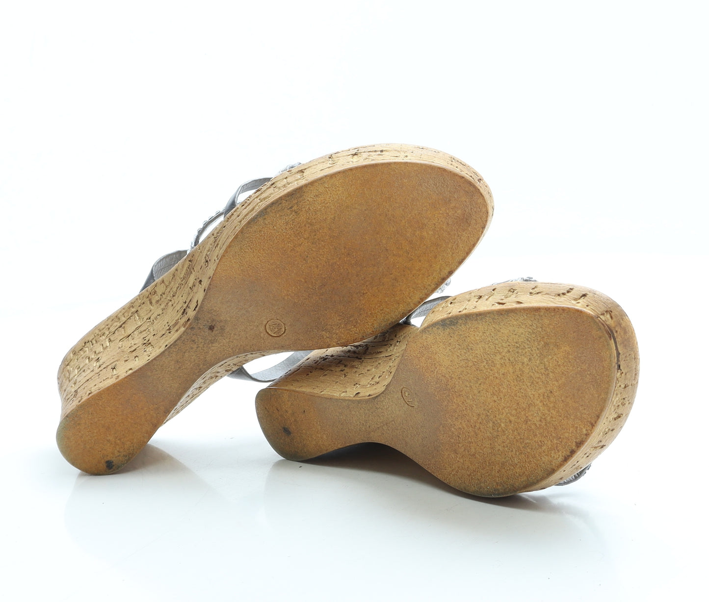 TU Womens Silver Leather Strappy Heel UK 8 41