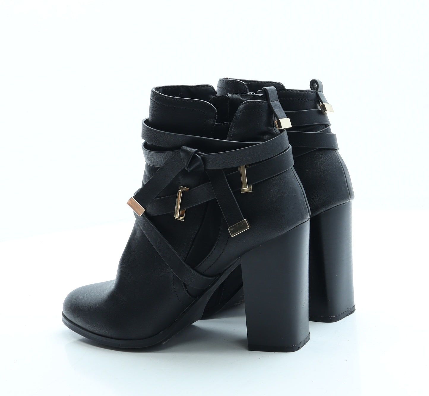 Miss Selfridge Womens Black Leather Bootie Boot UK 6 39