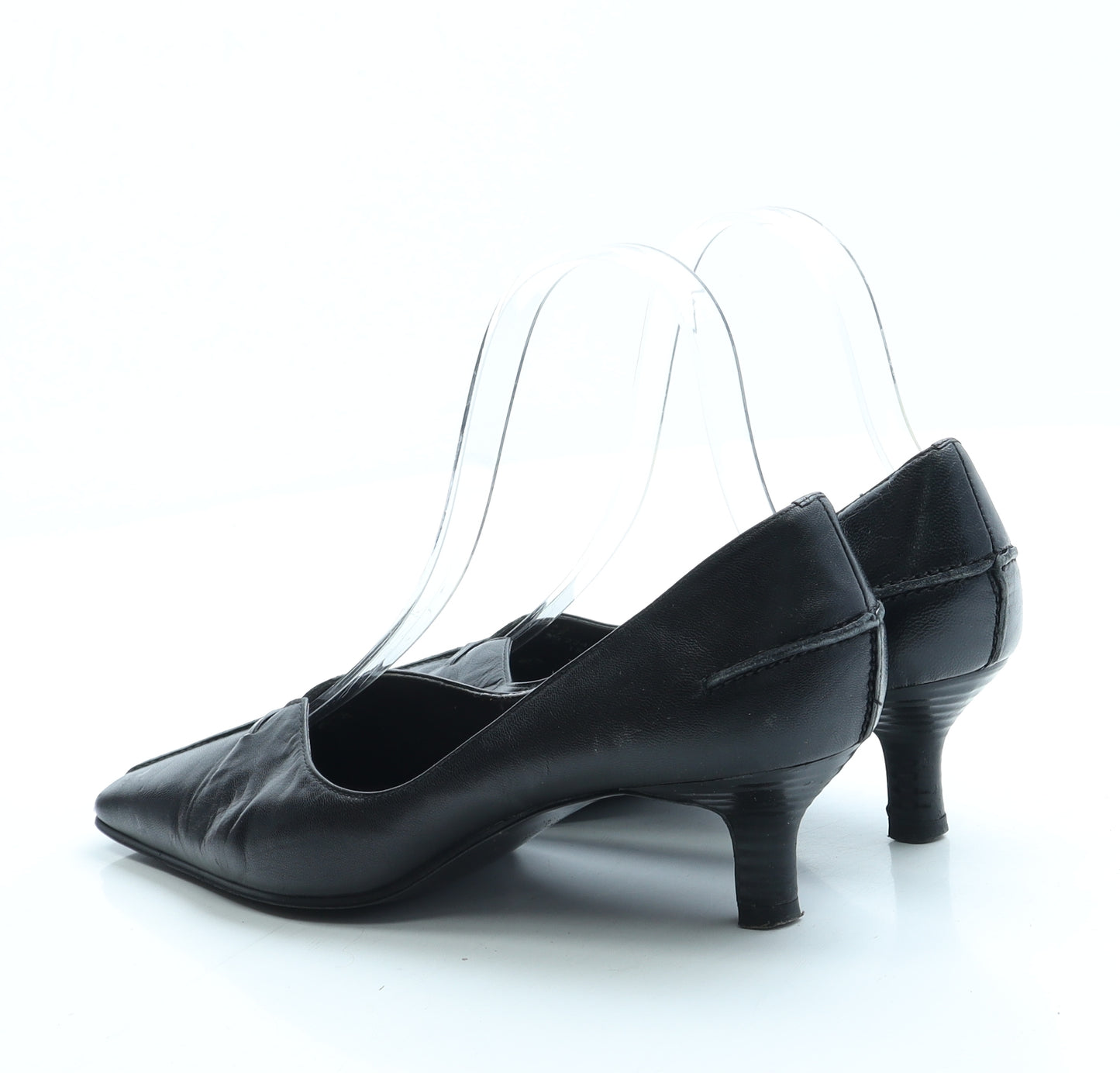 Preworn Womens Black Leather Court Heel UK 3.5