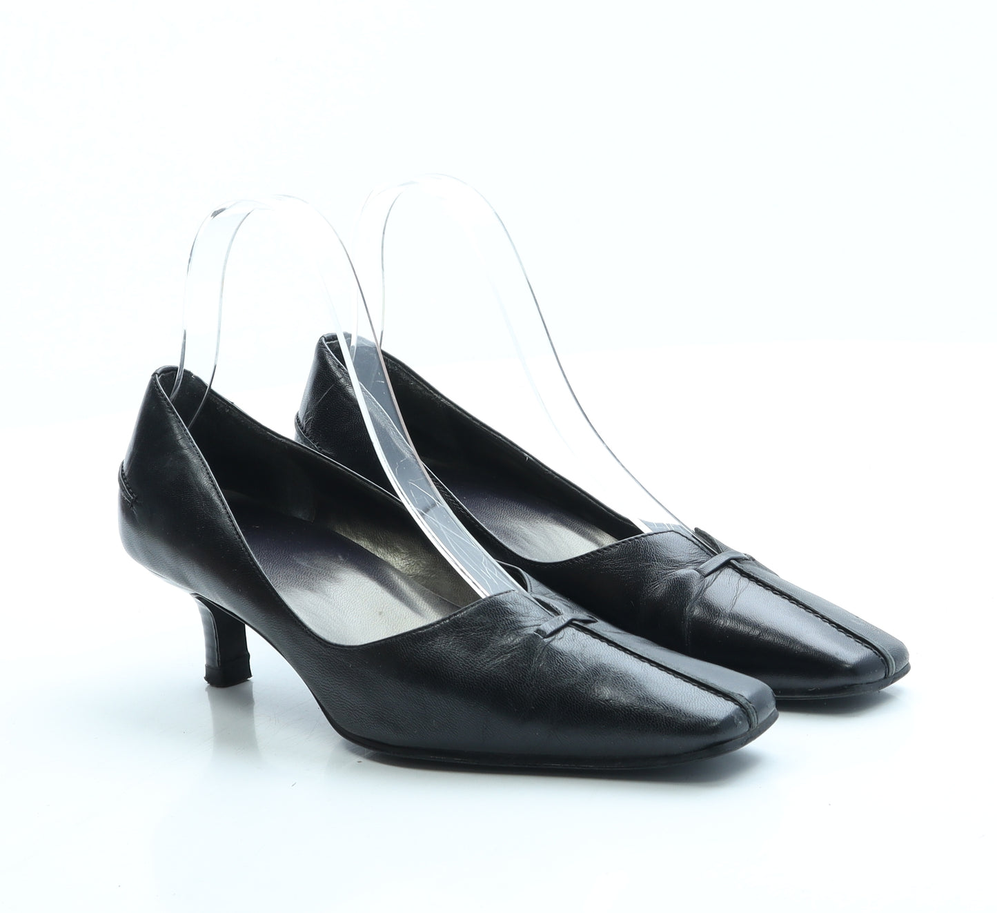 Preworn Womens Black Leather Court Heel UK 3.5