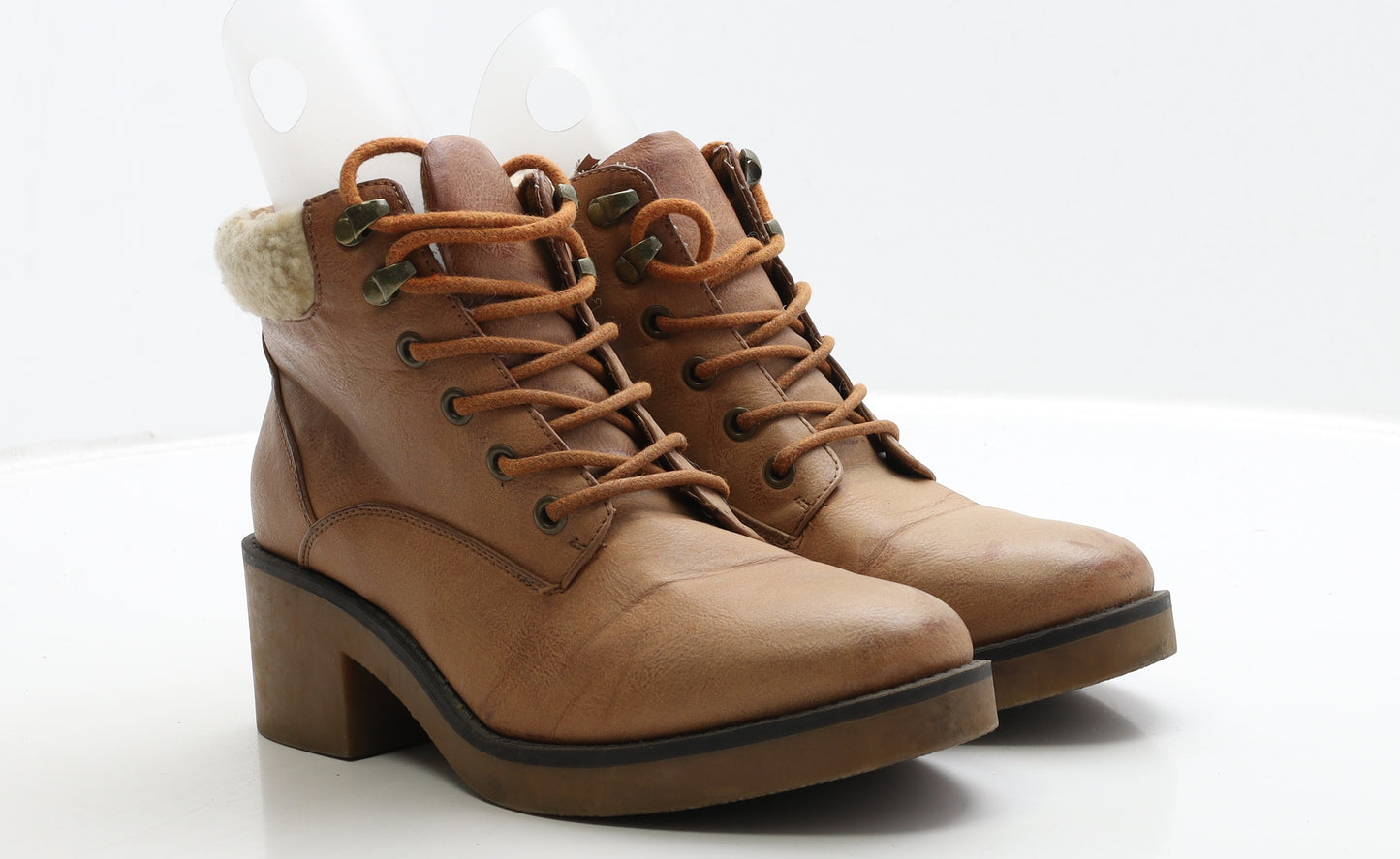 New Look Womens Brown Leather Biker Boot UK 6 39