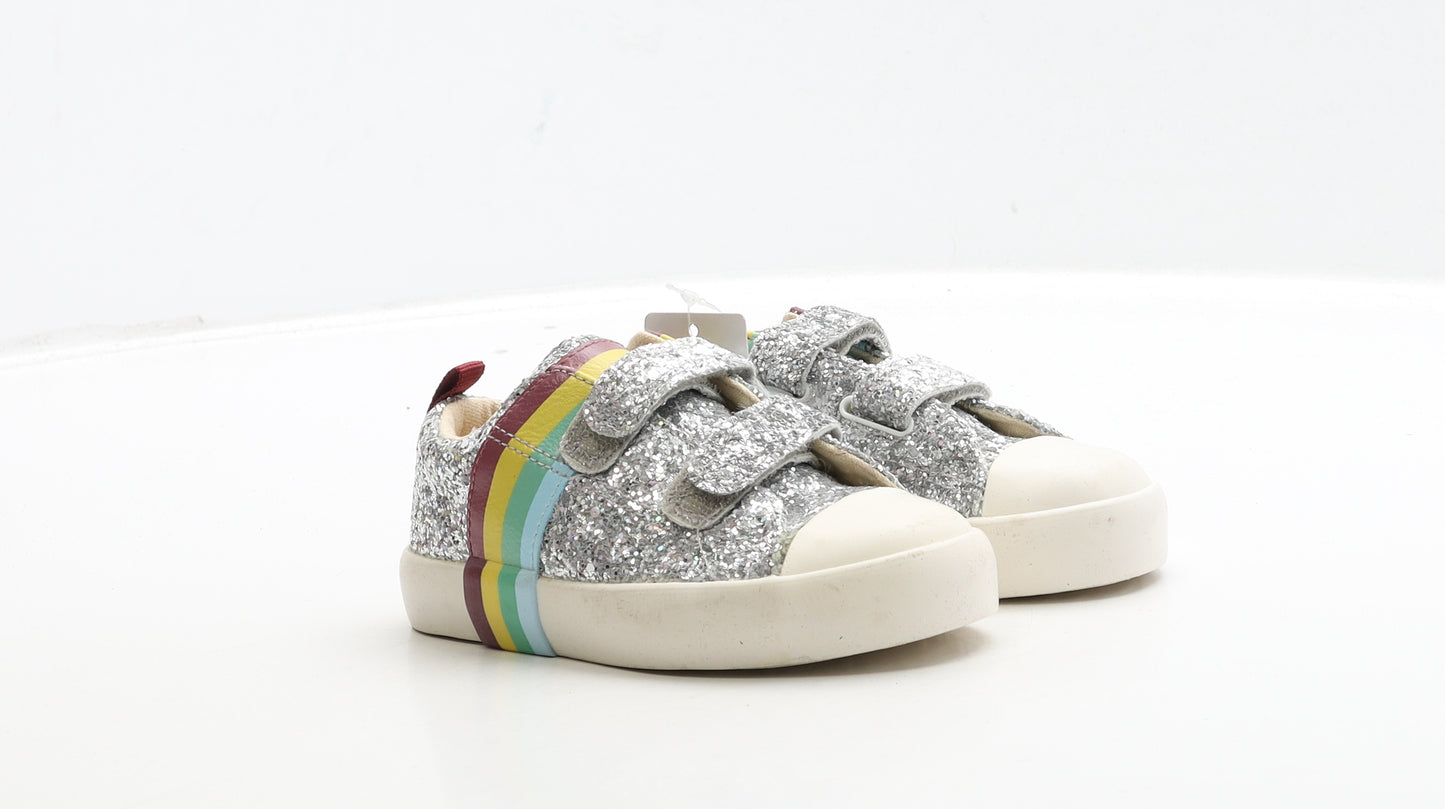 Marks and Spencer Girls Silver Polyester Trainer UK 7 24 - Rainbow