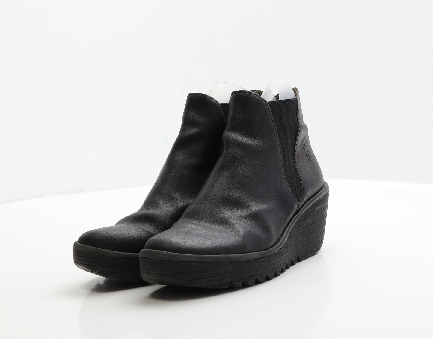 FLY London Womens Black Leather Bootie Boot UK 6 39