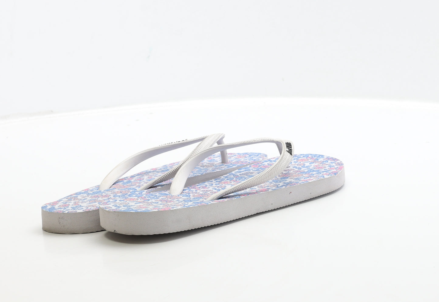 Jack Wills Womens White Floral Rubber Thong Sandal UK 6 38