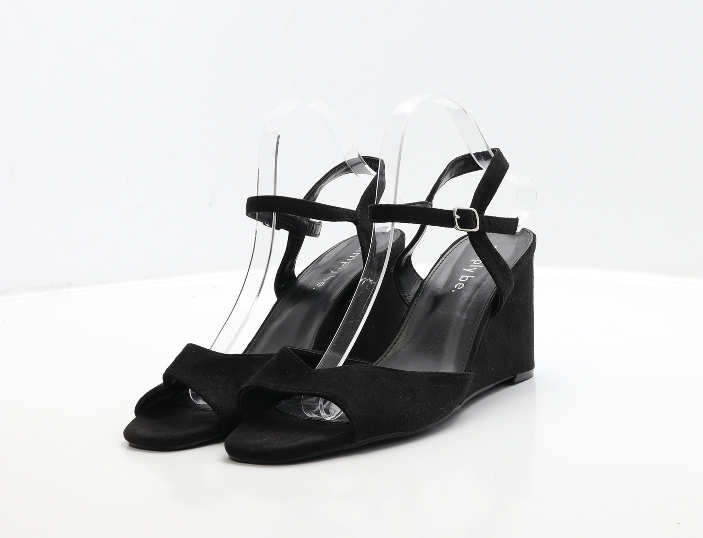 Simply Be Womens Black Suede Slingback Heel UK 8 41 - Wide Fit