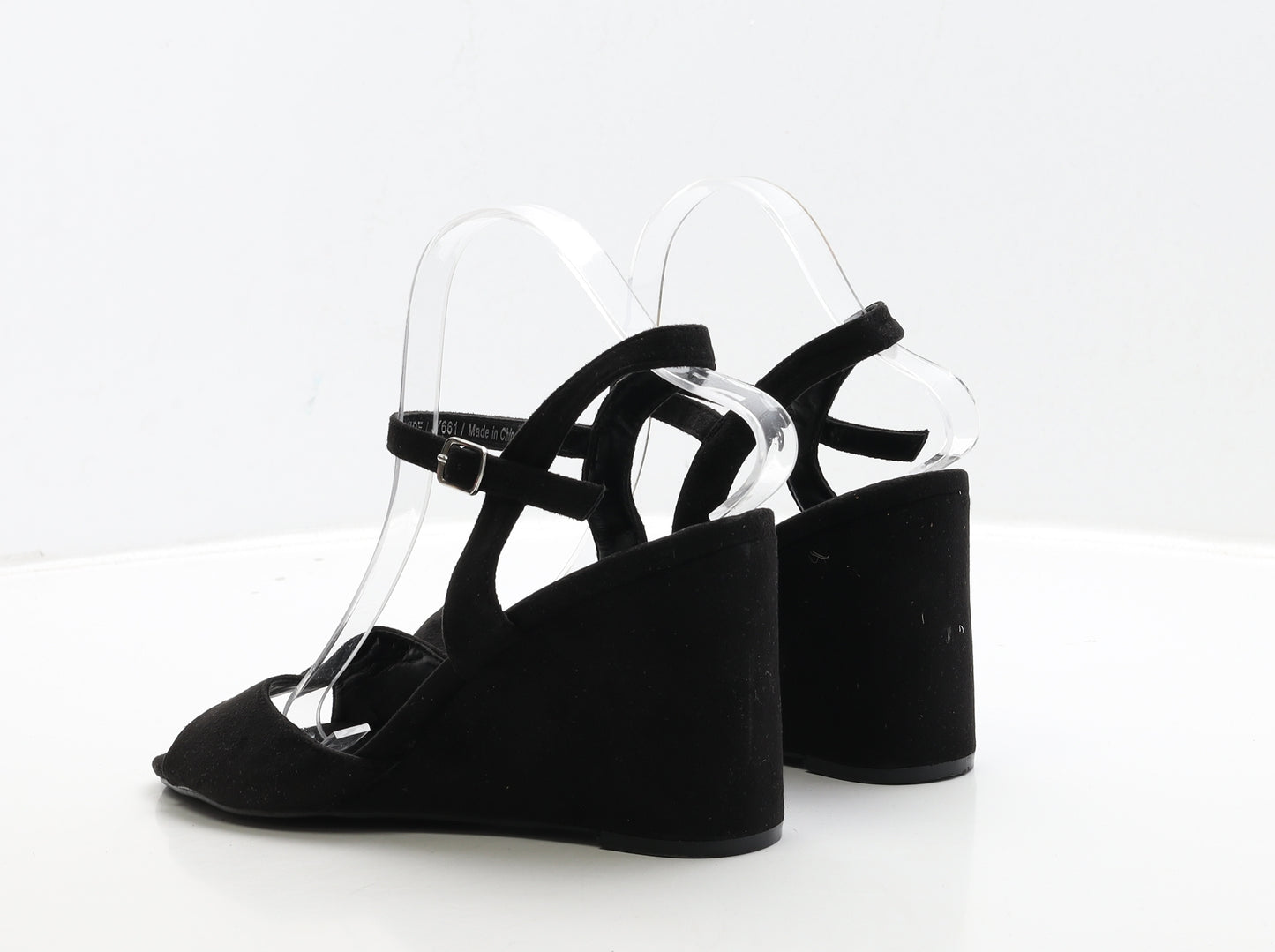 Simply Be Womens Black Suede Slingback Heel UK 8 41 - Wide Fit