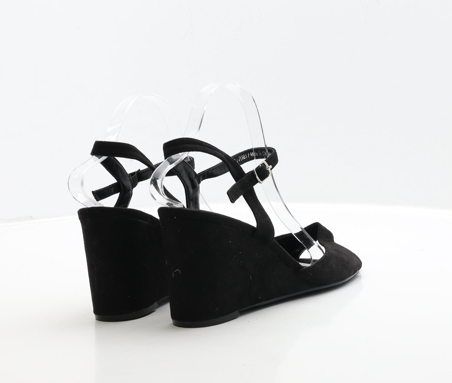 Simply Be Womens Black Suede Slingback Heel UK 8 41 - Wide Fit