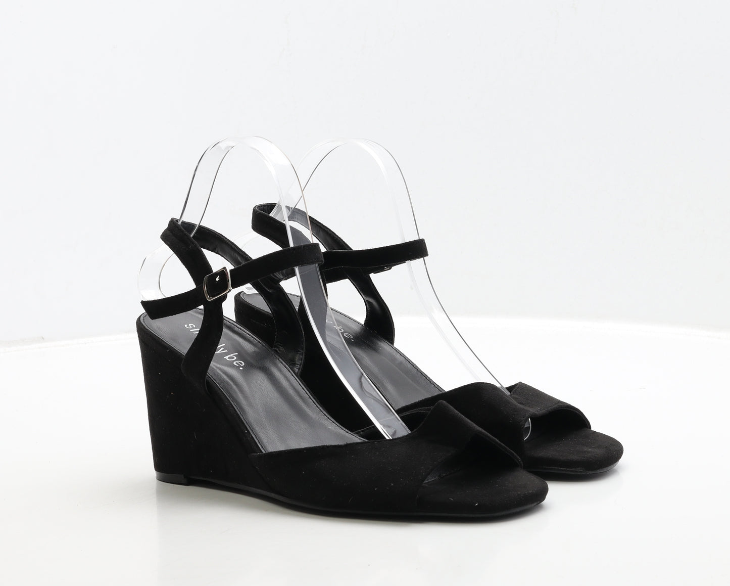 Simply Be Womens Black Suede Slingback Heel UK 8 41 - Wide Fit