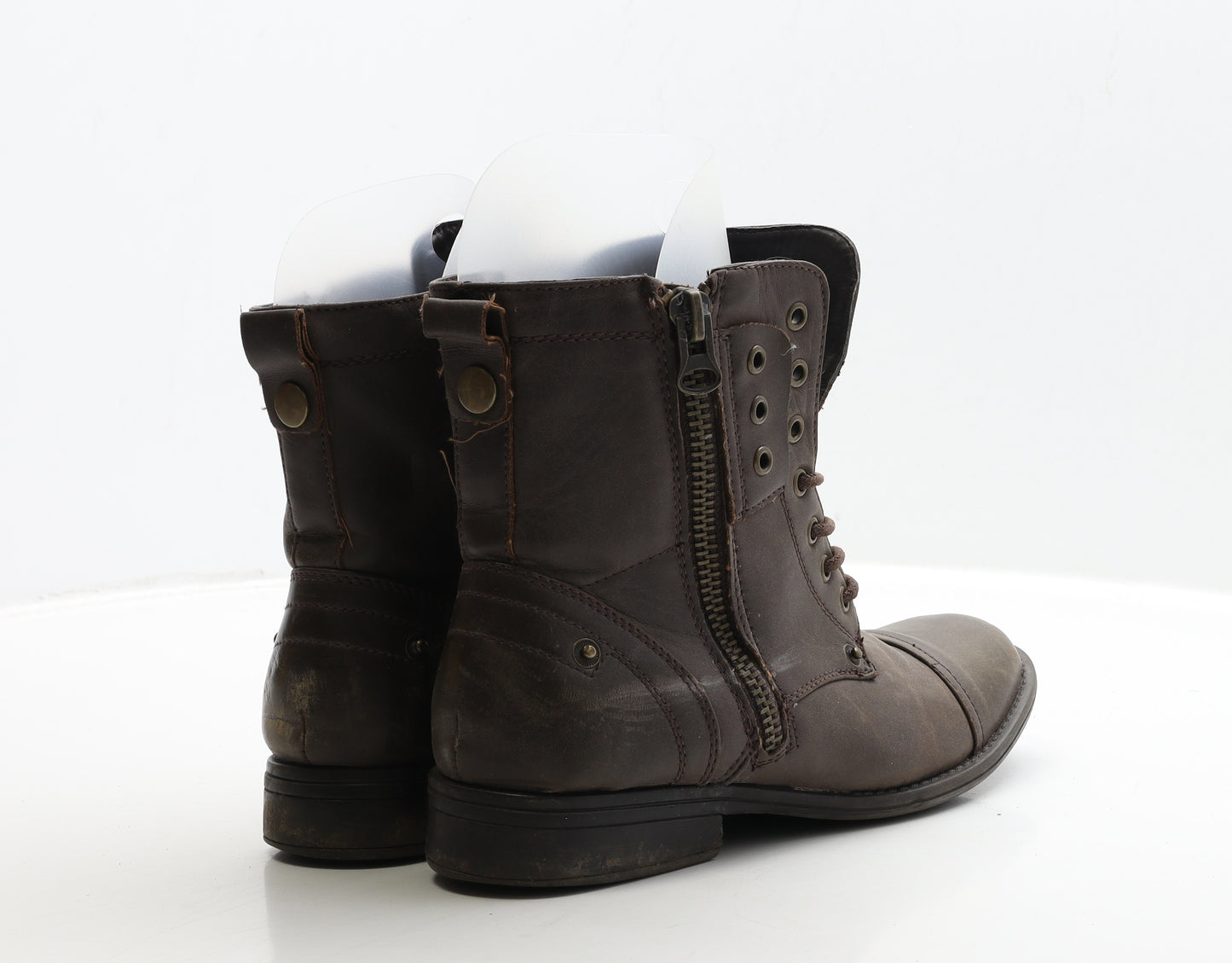 Preworn Womens Brown Leather Biker Boot UK 7 40