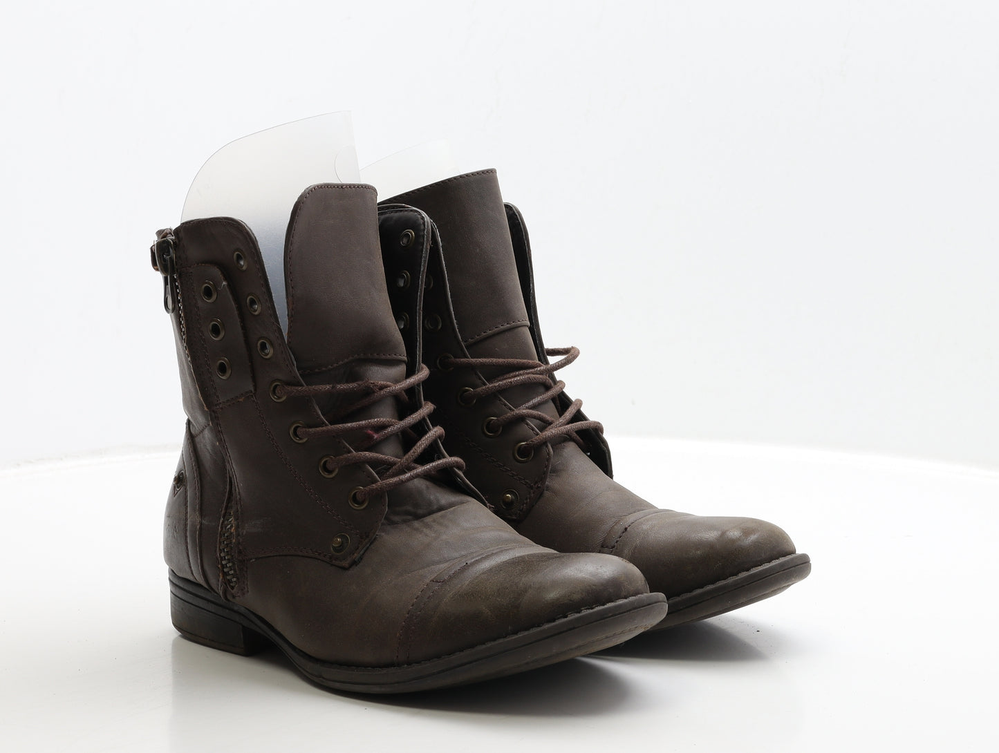 Preworn Womens Brown Leather Biker Boot UK 7 40