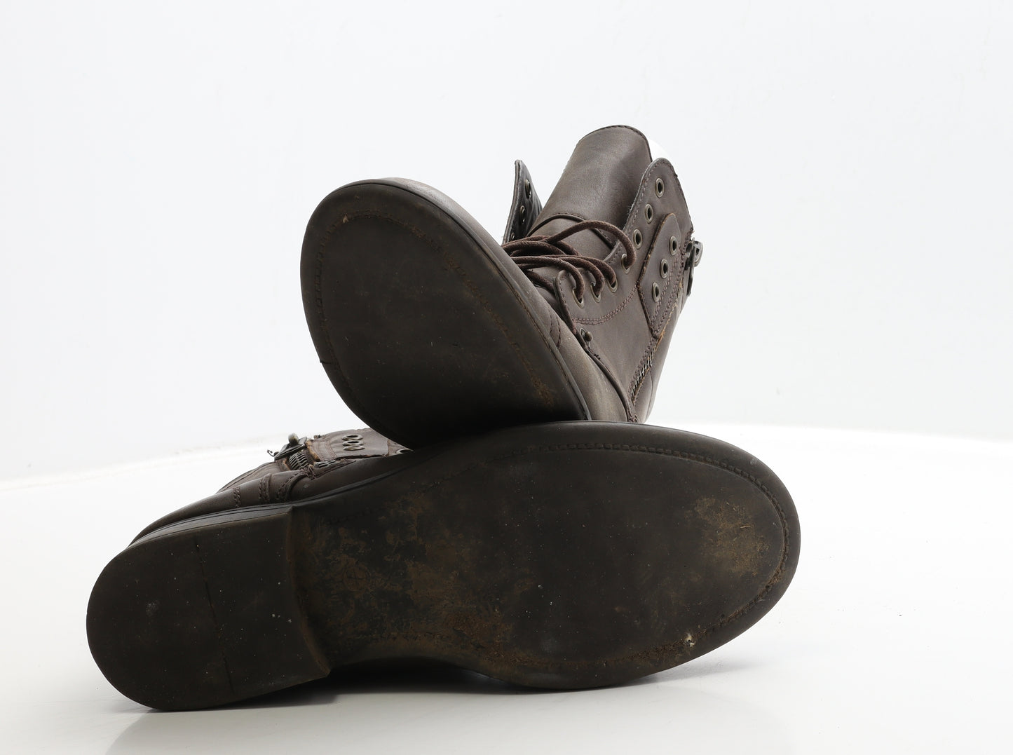 Preworn Womens Brown Leather Biker Boot UK 7 40