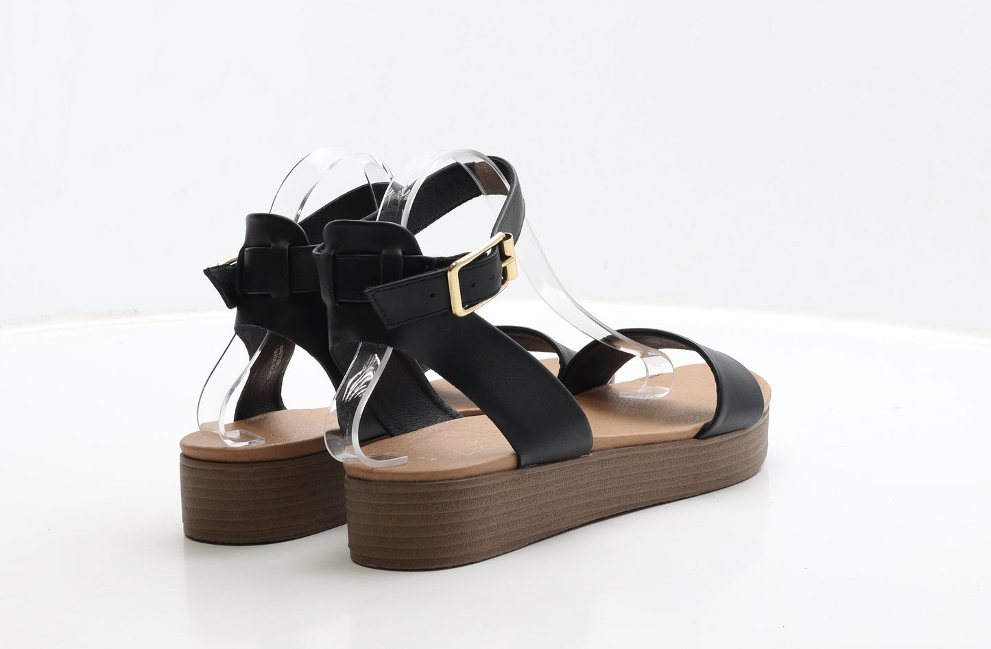 New Look Womens Black Leather Strappy Sandal UK 8 41