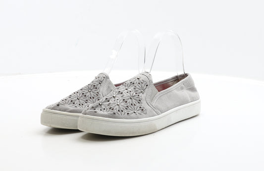 Preworn Womens Grey Suede Loafer Flat UK 4 37