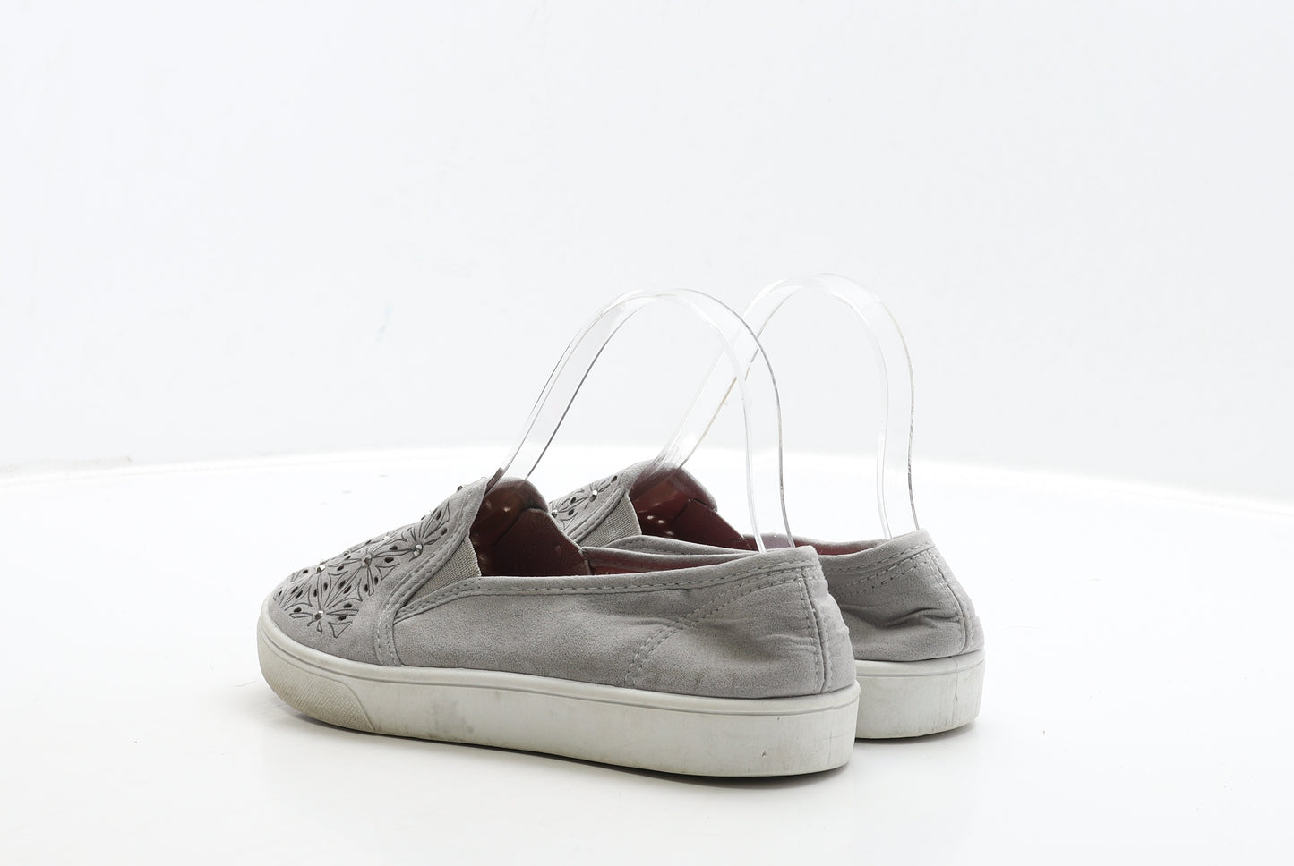 Preworn Womens Grey Suede Loafer Flat UK 4 37