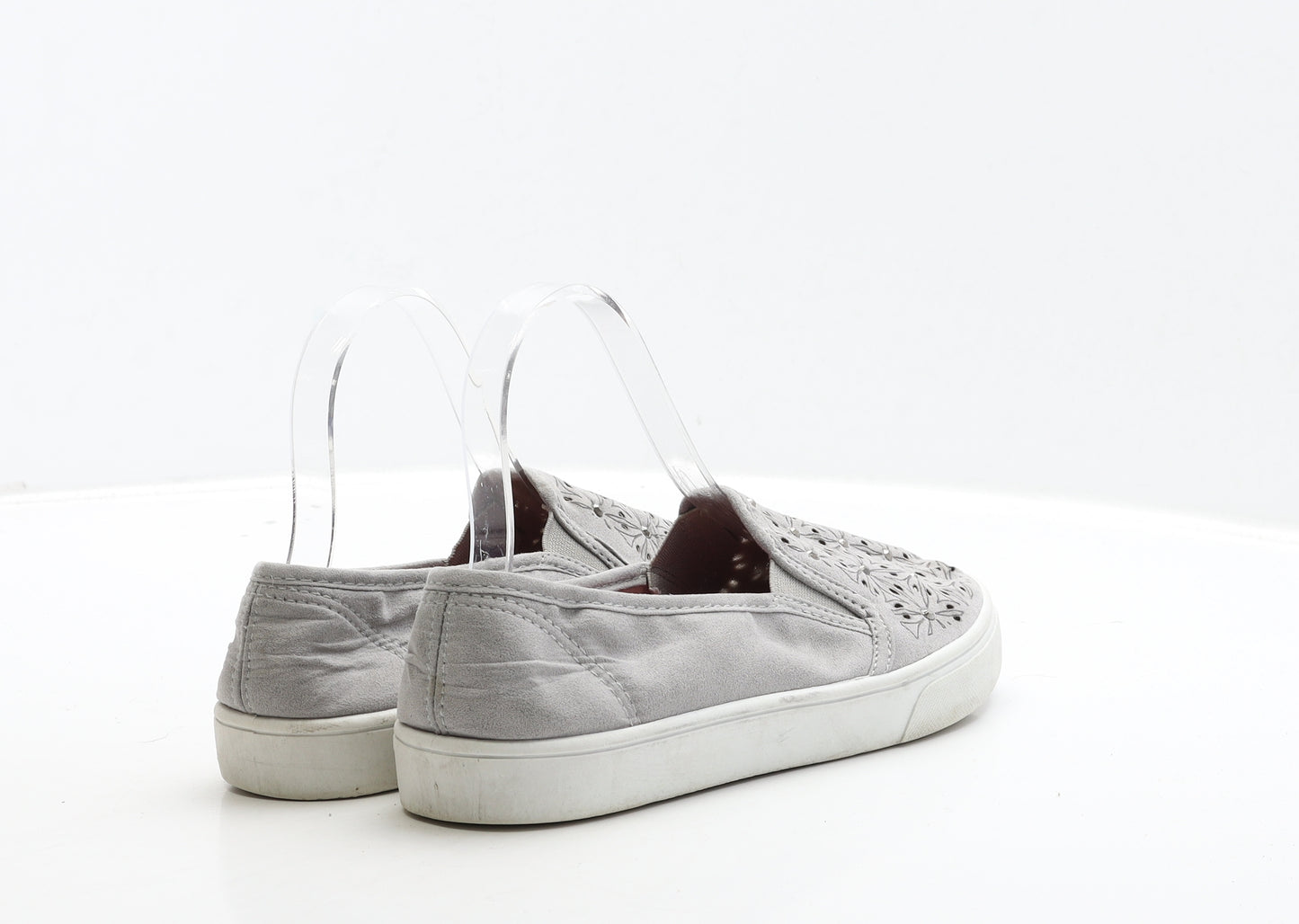 Preworn Womens Grey Suede Loafer Flat UK 4 37