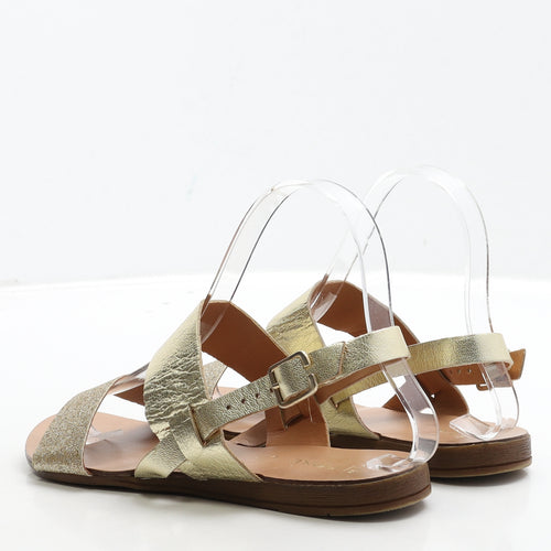 NEXT Womens Gold Leather Slingback Sandal UK 3.5 36