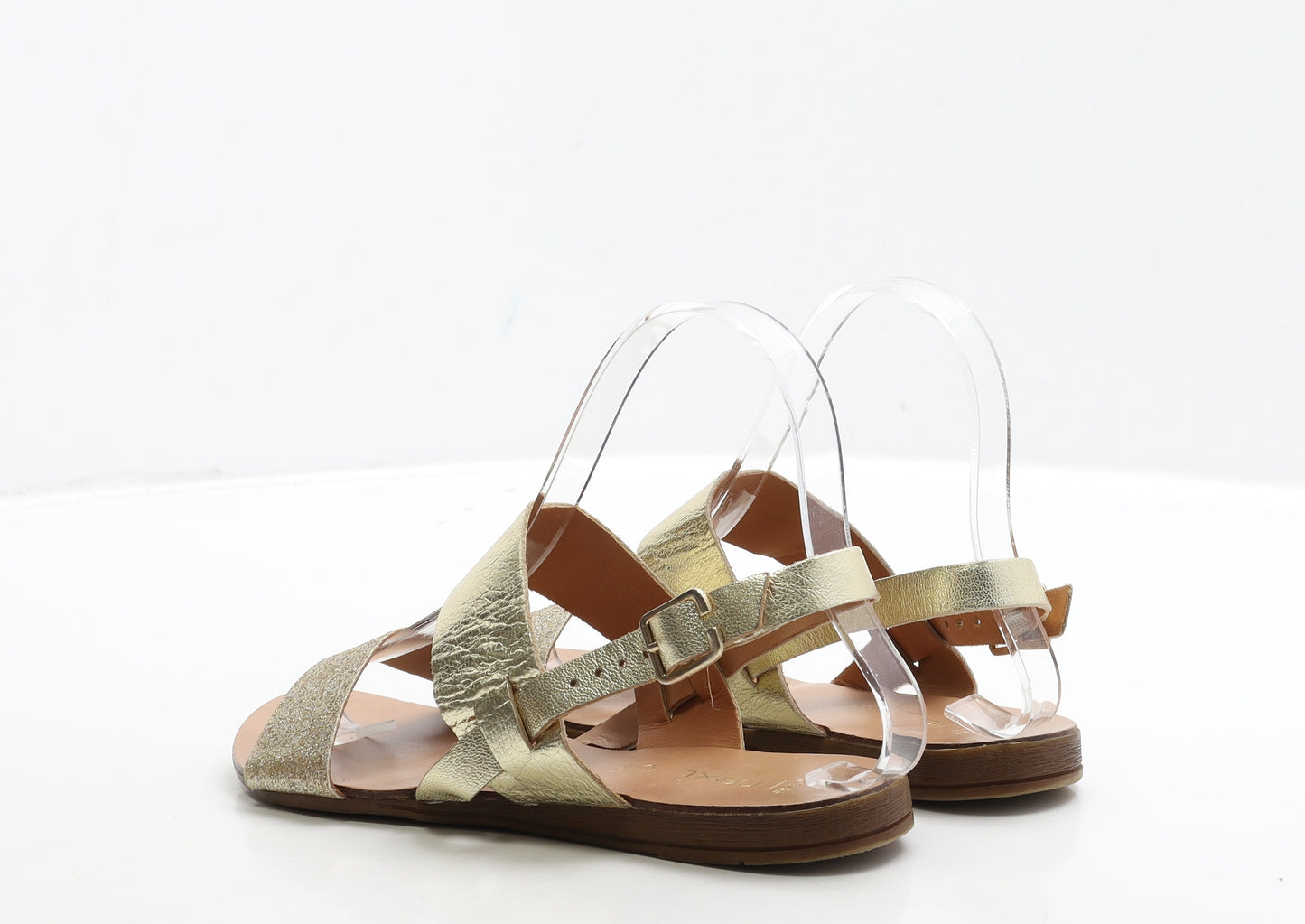 NEXT Womens Gold Leather Slingback Sandal UK 3.5 36