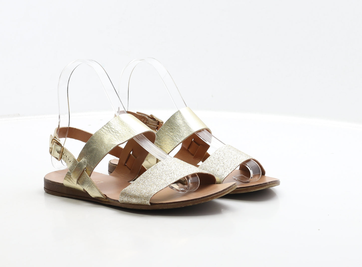 NEXT Womens Gold Leather Slingback Sandal UK 3.5 36