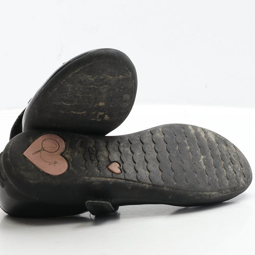 Clarks Girls Black Patent Leather Flat Casual UK 13.5 32.5 - Butterfly Detail