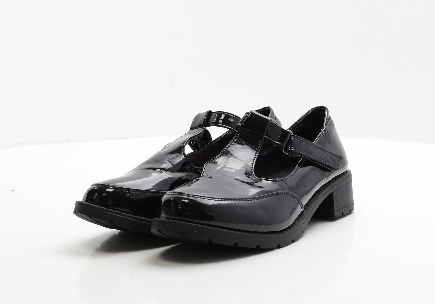 Miss Riot Girls Black PVC Mary Jane Heel UK 4 37