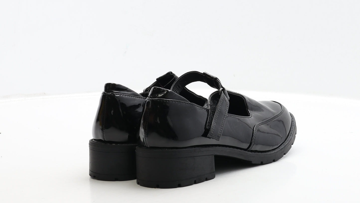Miss Riot Girls Black PVC Mary Jane Heel UK 4 37