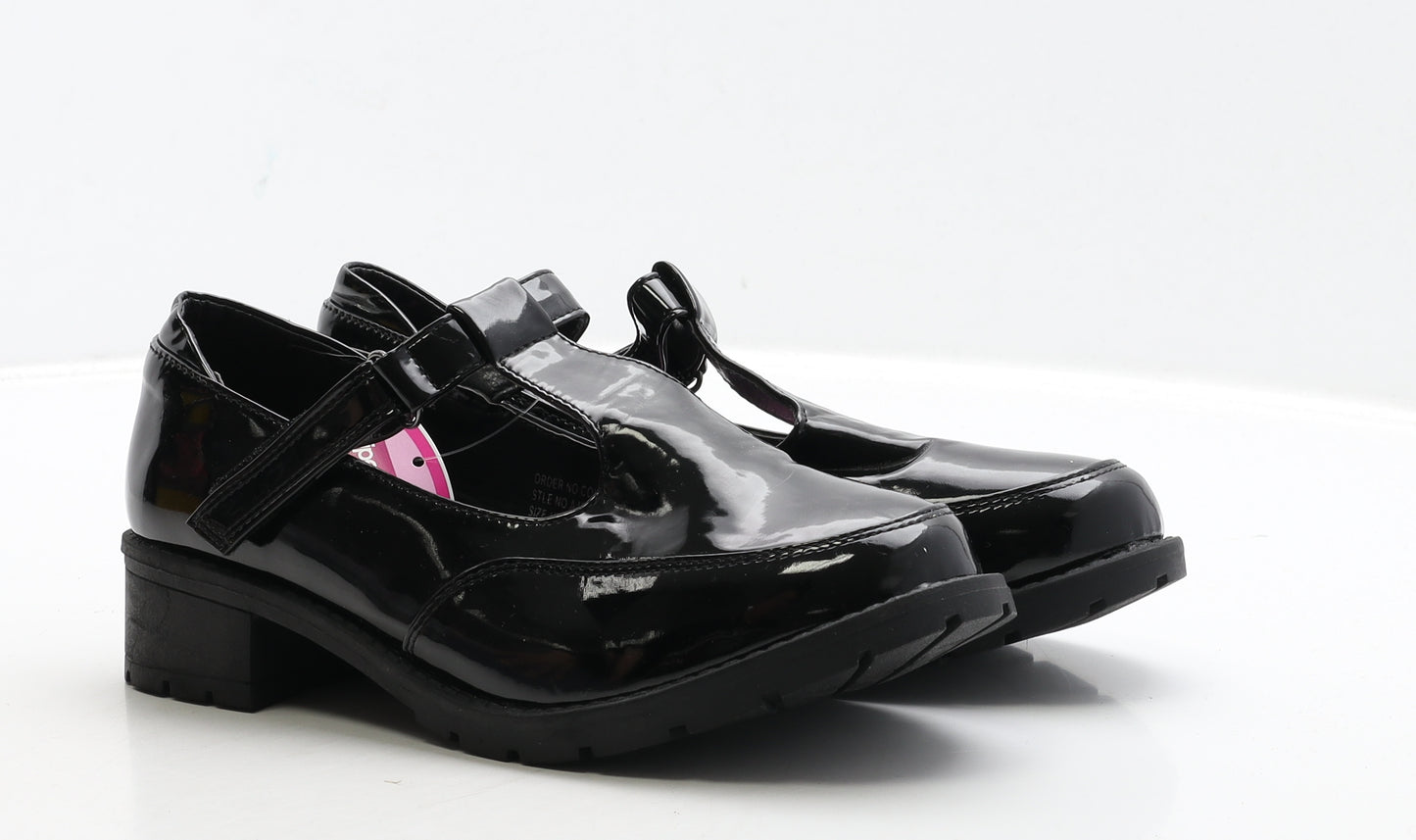 Miss Riot Girls Black PVC Mary Jane Heel UK 4 37