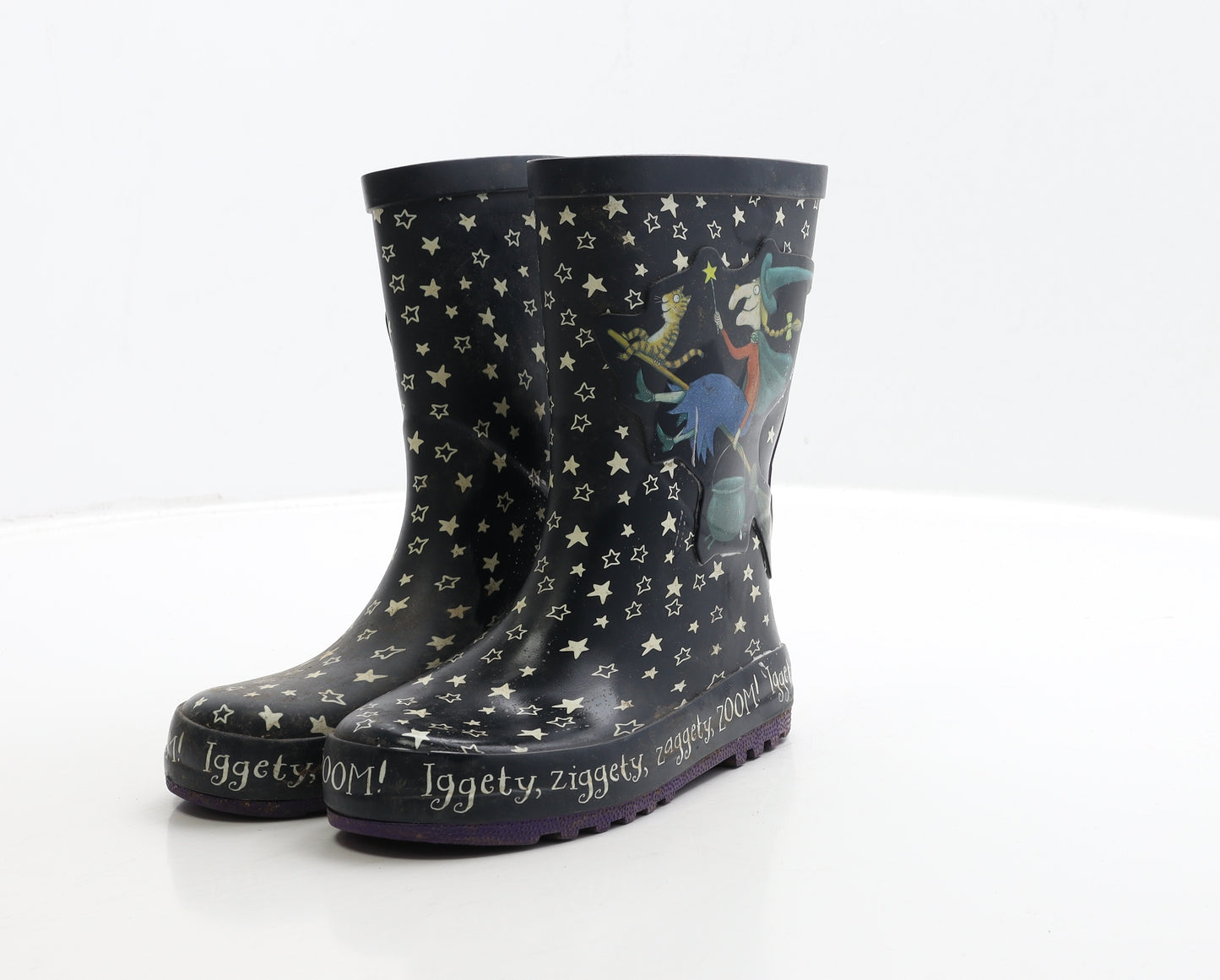 TU Girls Black Rubber Wellies Boot UK 11 - Room On the Broom
