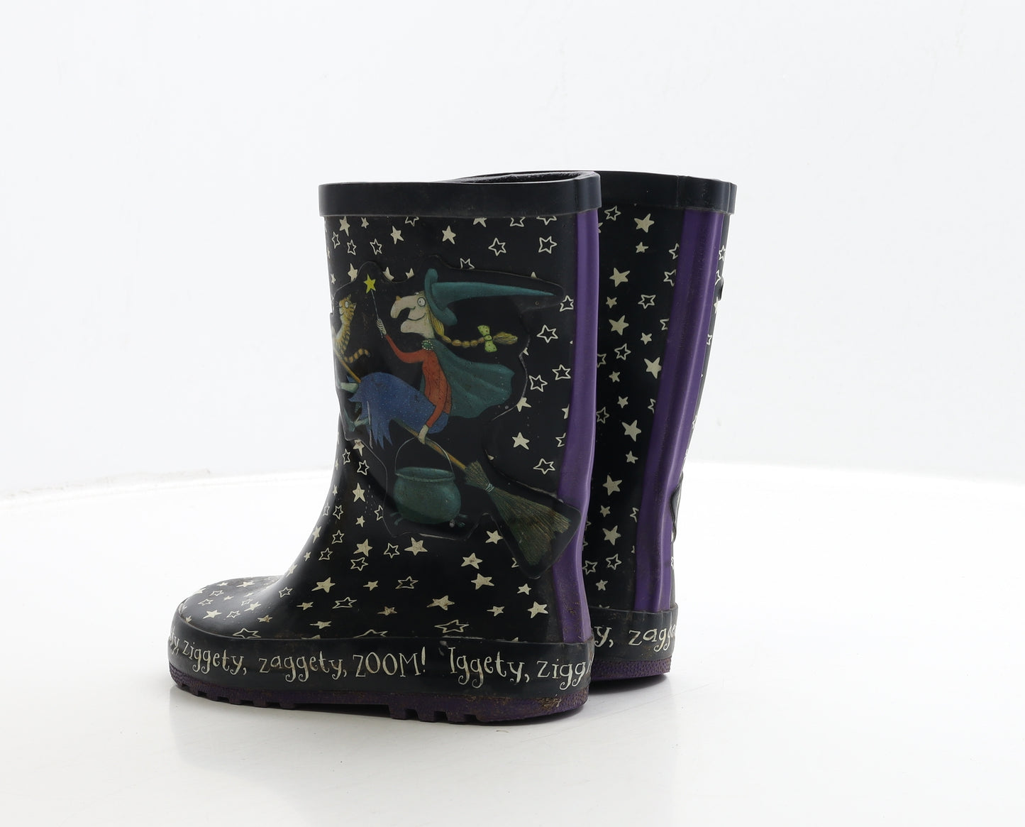 TU Girls Black Rubber Wellies Boot UK 11 - Room On the Broom