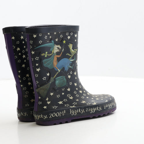 TU Girls Black Rubber Wellies Boot UK 11 - Room On the Broom