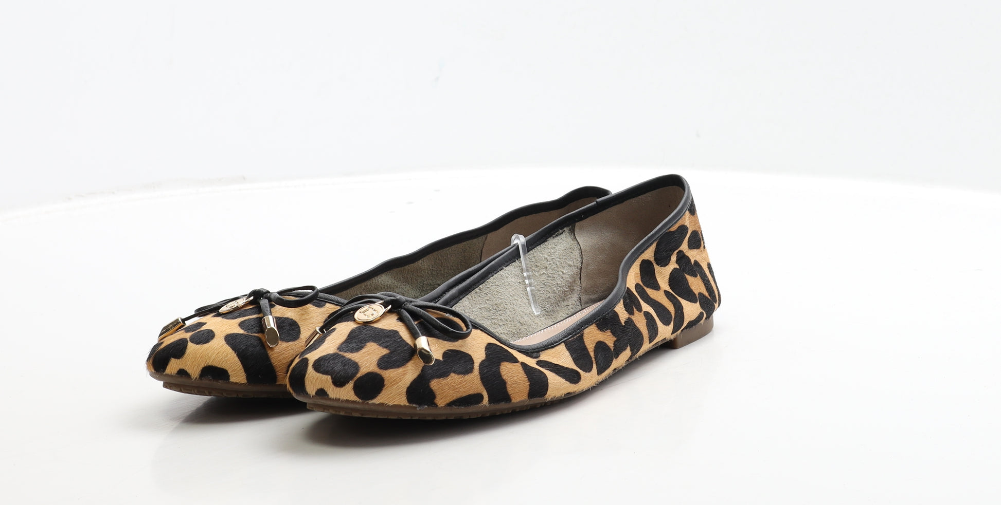 Dune Womens Brown Animal Print Polyester Ballet Flat UK 40