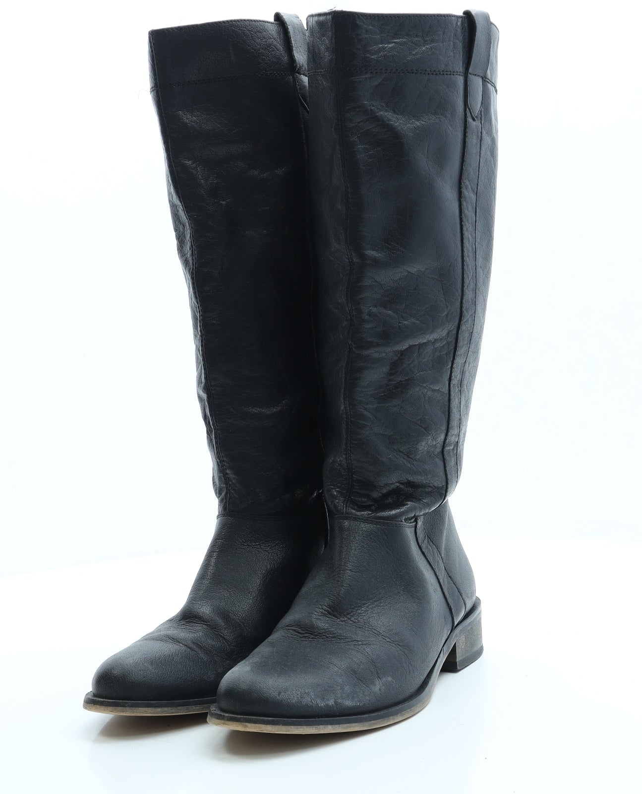 Faith Womens Black Leather Slip On Boot UK 4