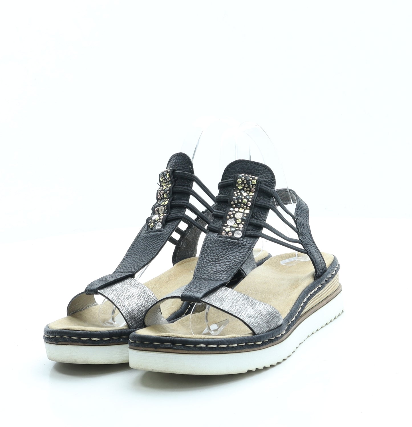 Rieker Womens Black Polyester Strappy Sandal UK 3 36