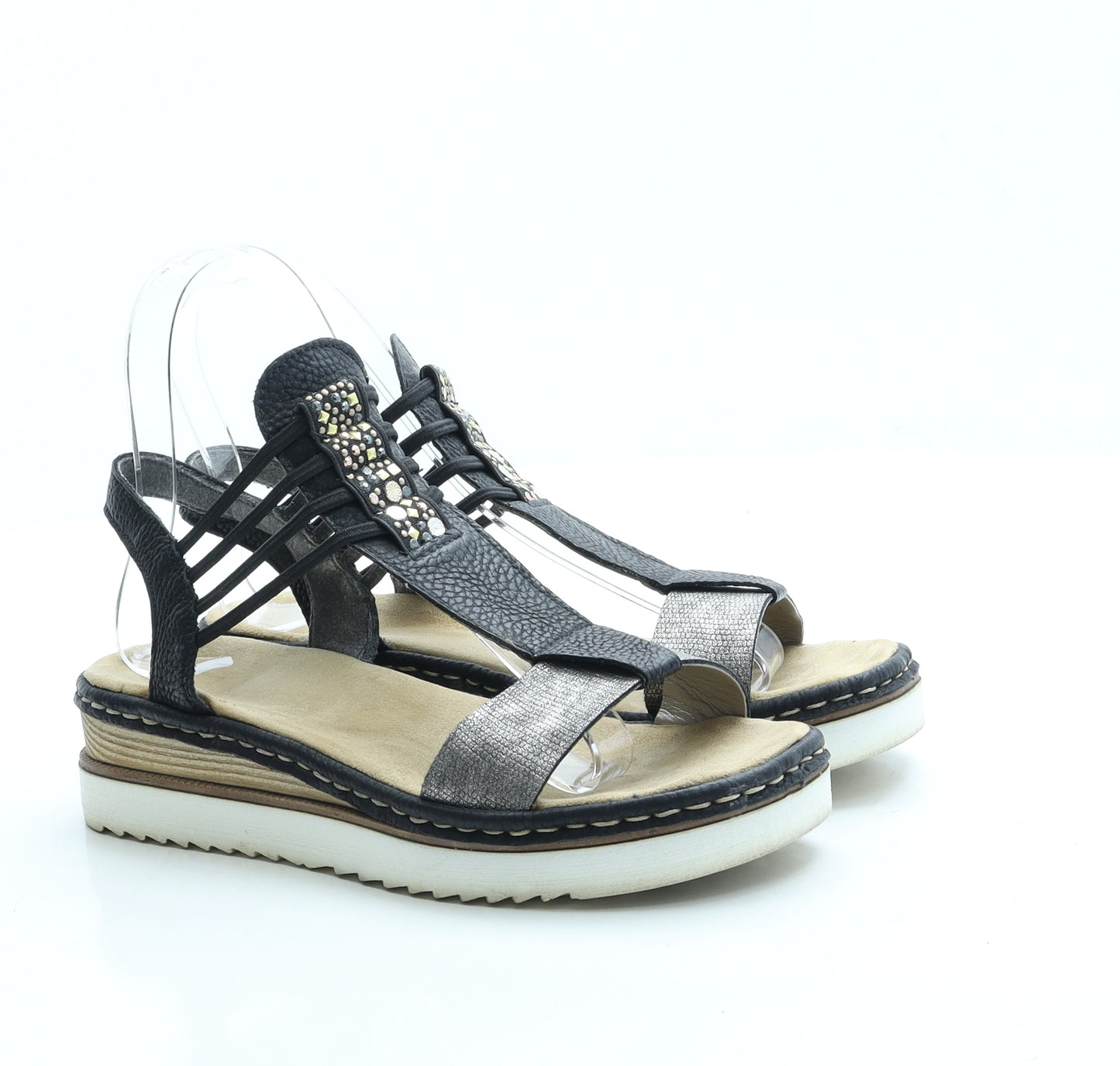 Rieker Womens Black Polyester Strappy Sandal UK 3 36