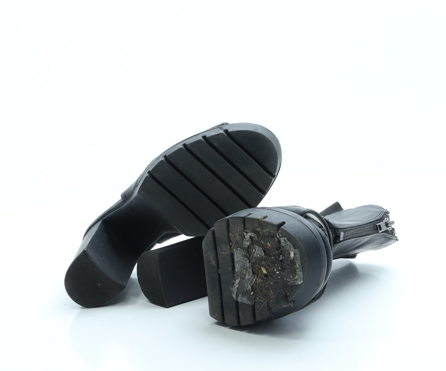 Primark Womens Black Leather Slingback Heel UK 4 37 US 6