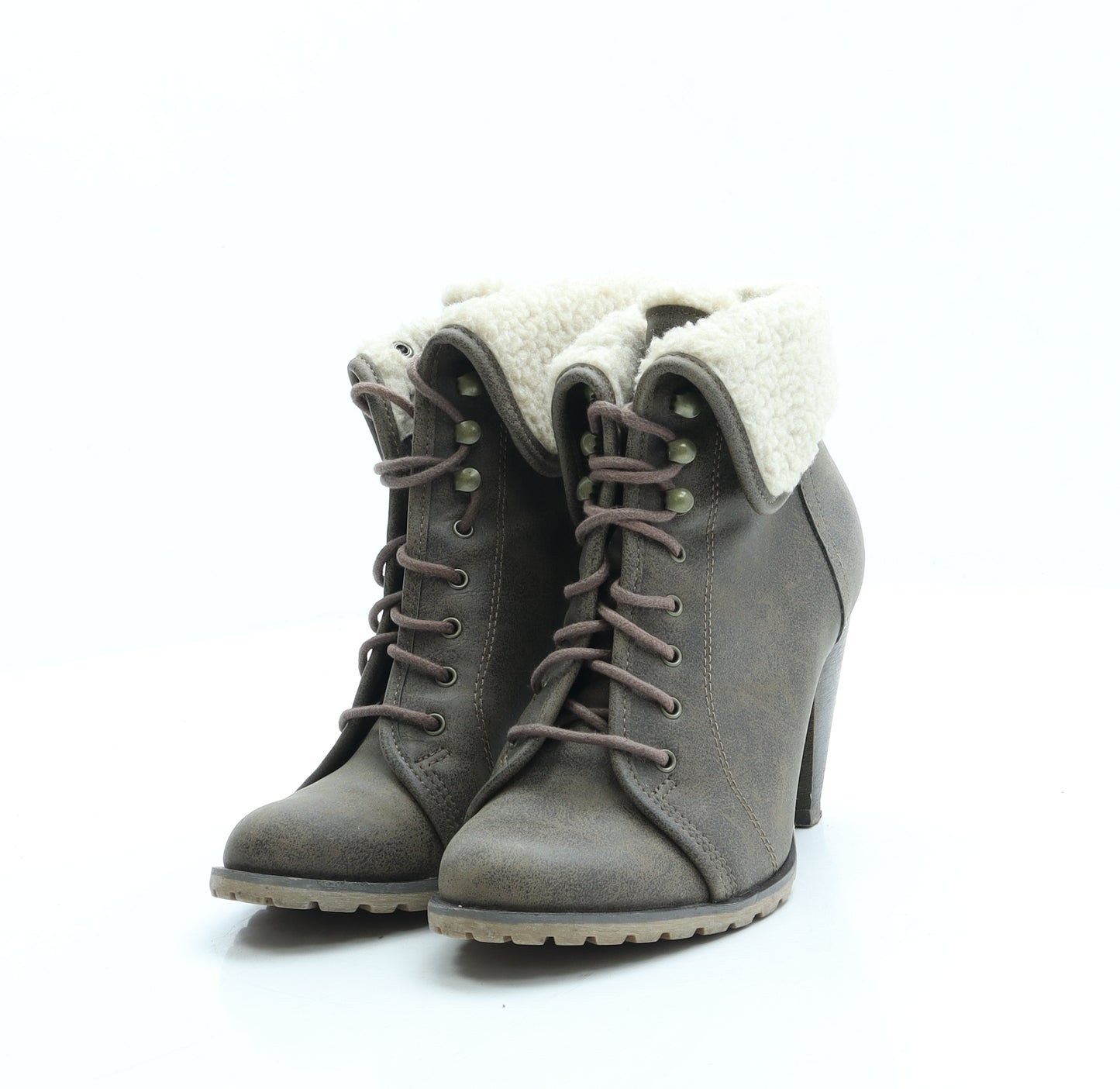 New Look Womens Brown Leather Bootie Boot UK 4 37