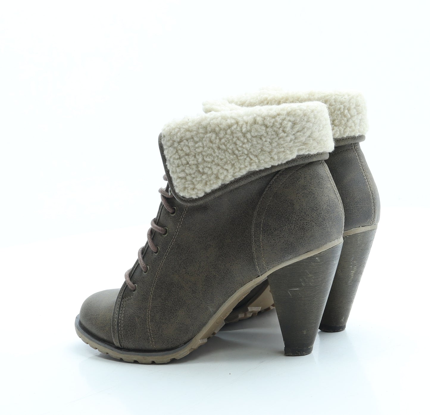 New Look Womens Brown Leather Bootie Boot UK 4 37