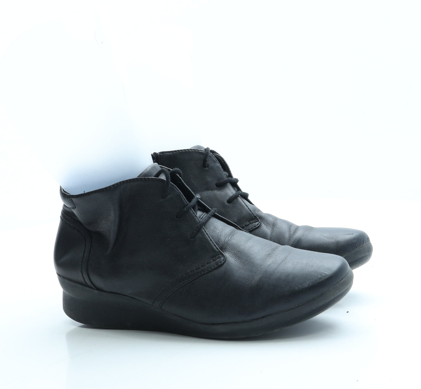 Preworn Womens Black Leather Bootie Boot UK 6.5 40