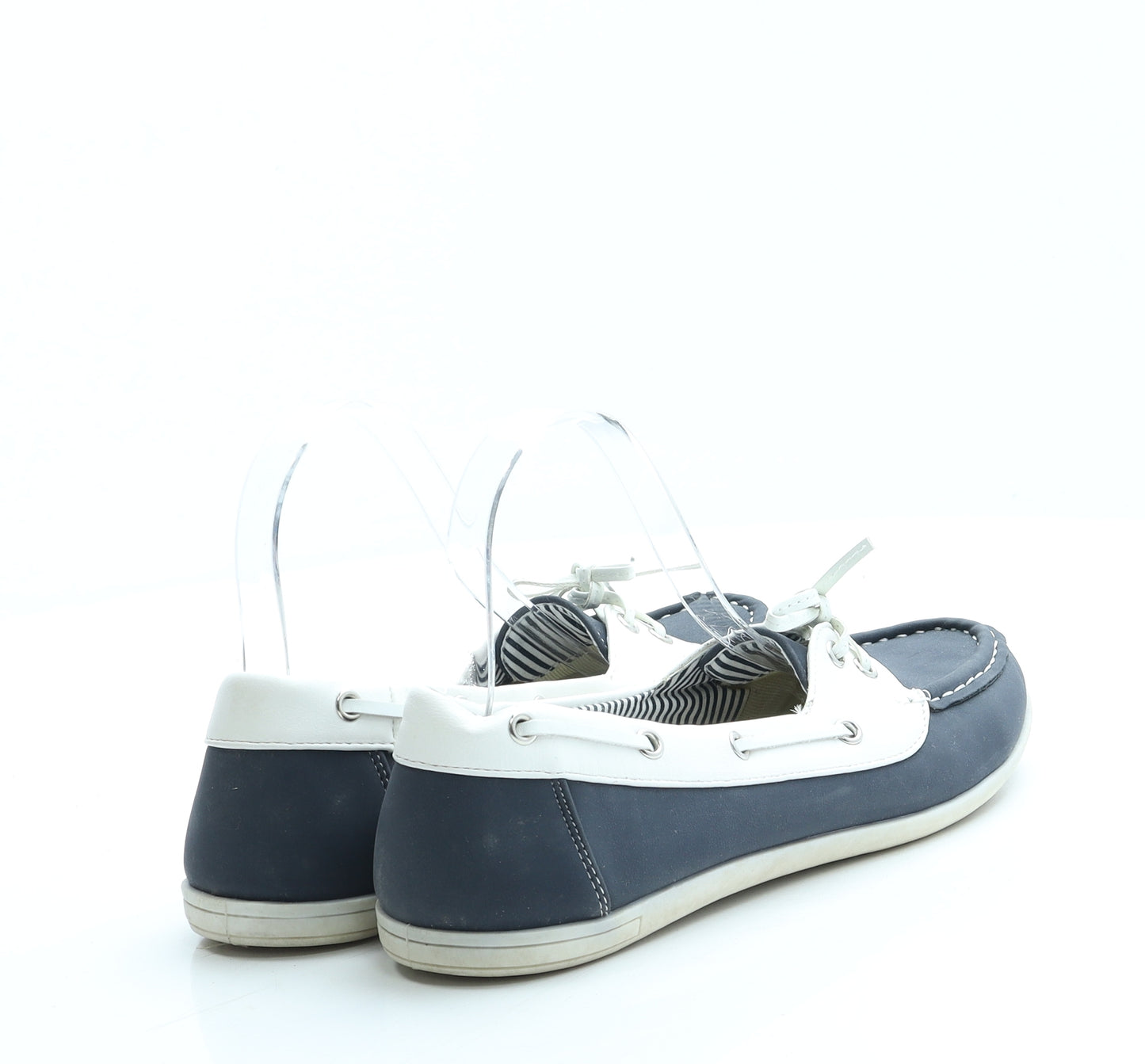 Avenue Womens Blue Leather Boat Shoe Flat UK 6