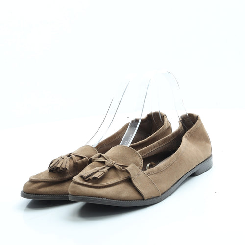 F&F Womens Brown Polyester Loafer Flat UK 6.5