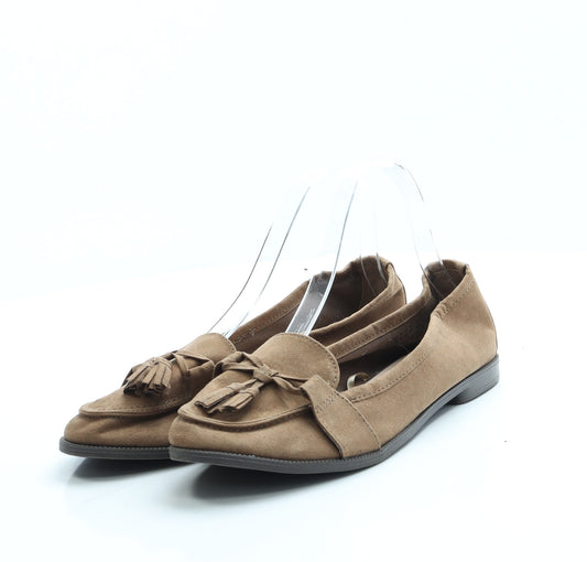 F&F Womens Brown Polyester Loafer Flat UK 6.5