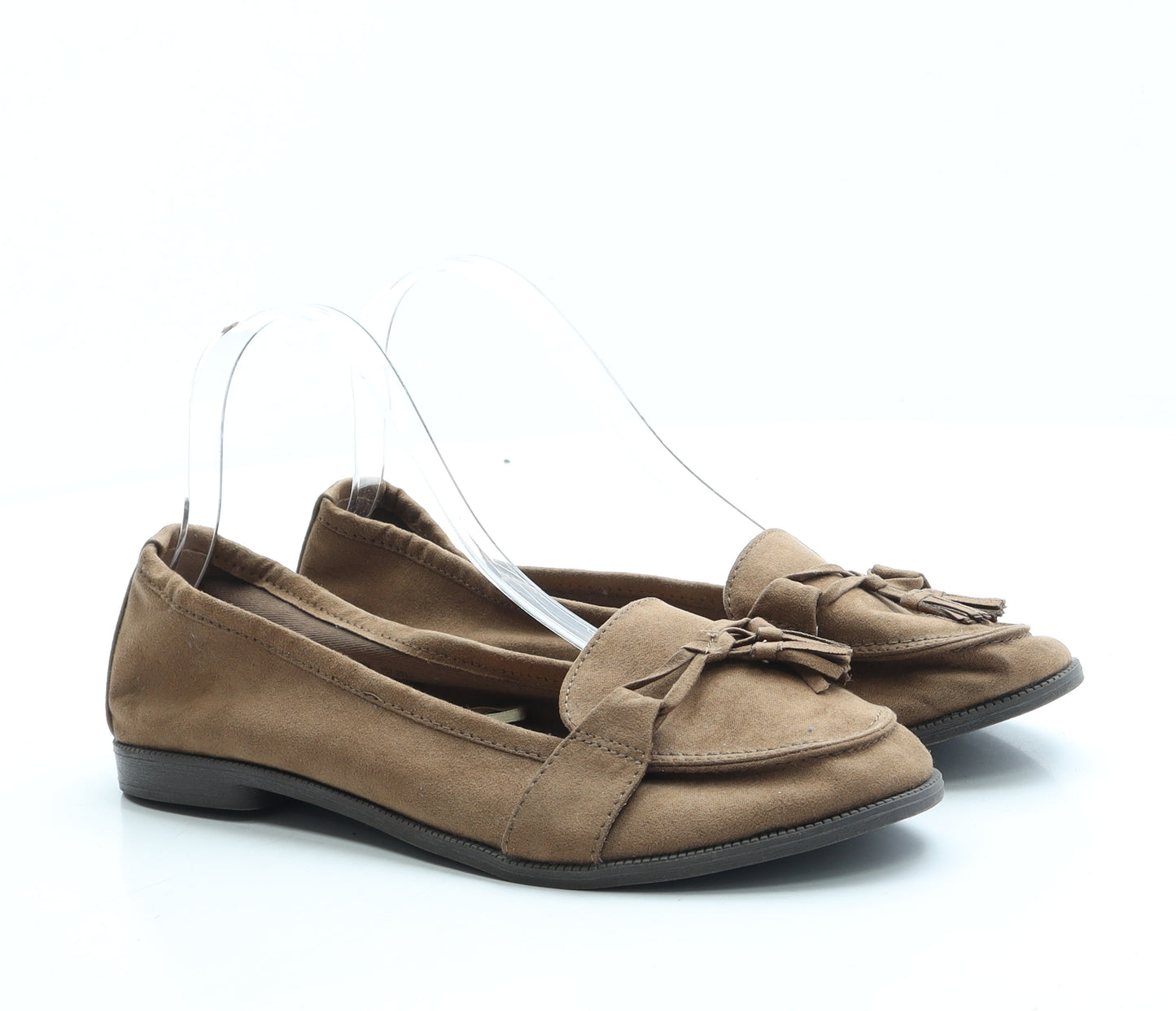 F&F Womens Brown Polyester Loafer Flat UK 6.5