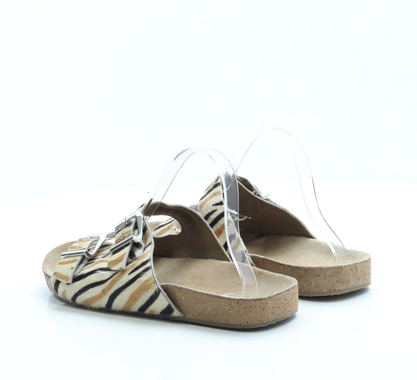 Papaya Womens Brown Animal Print Leather Slip On Sandal UK 8 42